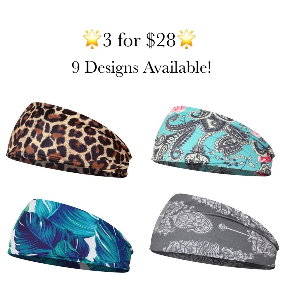 3/$28 Black Bandana Stretchy Bowknot Headband - Picture 15 of 16